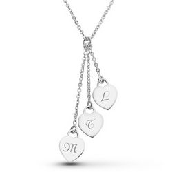 Mother's Personalized Sterling Silver 3 Heart Necklace