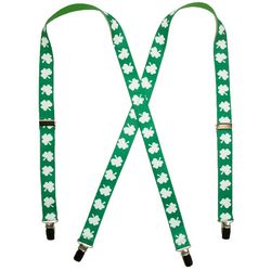 Elastic Clip-End Shamrock St. Patrick's Day Suspenders