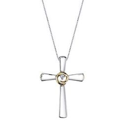Arms of Love Lab-Created White Sapphire Cross Pendant in 10K Gold