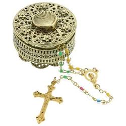 Colorful Baptism Rosary with Shell Case