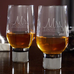 Wedded Bliss Personalized His and Hers Whiskey Glasses