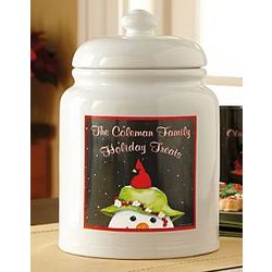 Personalized Friendly Snowman Cookie Jar