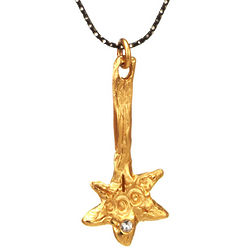 Poof! Magic Wand Gold and Sapphire Pendant