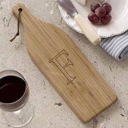 Initial Wine Bottle Bamboo Small Cutting Board