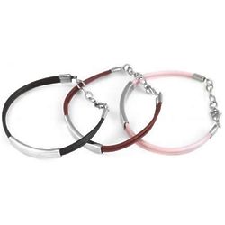 Personalized Leather and Stainless Steel Bracelet