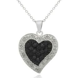 Black Diamond Silver-Plated Heart Pendant