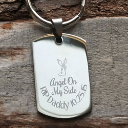 Personalized Angel on My Side Memorial Key Chain