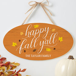 Happy Fall Y'All Personalized Wood Sign