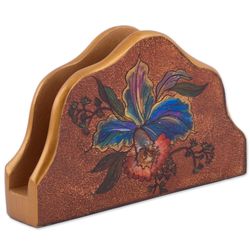 Majestic Orchid Reverse Painted Glass Napkin Holder