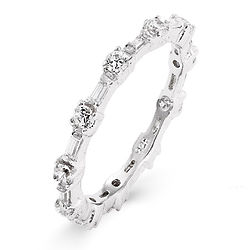 Baguette and Brillant Cut CZ Stackable Ring