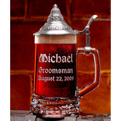 Personalized Groomsmen Pewter Cone Lid Stein