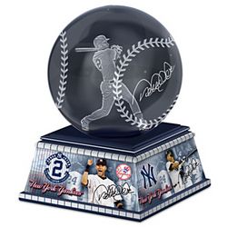 Derek Jeter NY Yankees Laser-Etched Glass Baseball Sculpture
