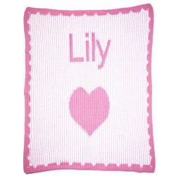 Personalized Single Heart and Scalloped Edge Stroller Blanket