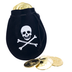 Pirate Drawstring Bag with Coins