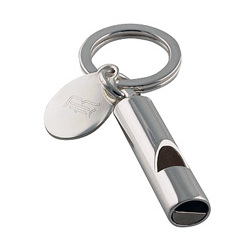Whistle Keychain with Engraved Tag