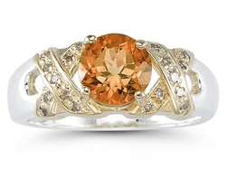 1.3ct Citrine and Diamond Ring in 14k Yellow Gold and Silver