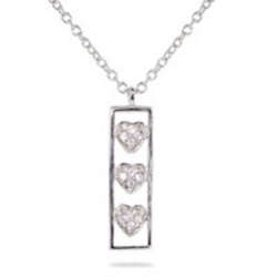 Tiffany Inspired Cubic Zirconia Heart Bar Sterling Silver Pendant