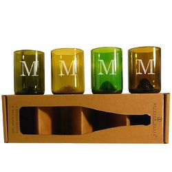 4 Recycled Wine Bottle Glasses for Groomsmen