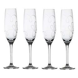 4 Love Story Crystal Champagne Flutes