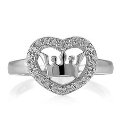 CZ Accent 'Crown and Heart' Ring