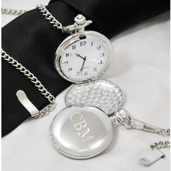 Engraved Silver Plated Pocket Watch