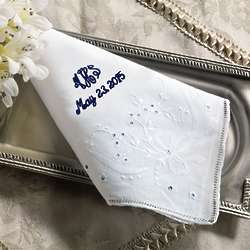 Personalized Shimmering Cyrstals Wedding Handkerchief