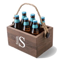 Personalized Modern Family Name Wood Beer Caddy