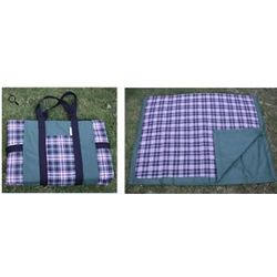 Outdoor Picnic Blanket in Green Plaid
