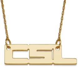 10K Yellow Gold Three Initial Necklace