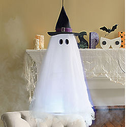 Color Changing Hanging Ghost in Witch Hat - FindGift.com