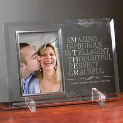 Engraved Mother Design Glass Picture Frame