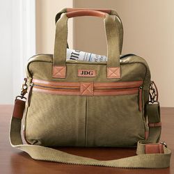 Personalized Canvas and Leather Messenger Bag