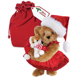 15" Pretty Kitty Christmas Bear With Red Velvet Gift Packaging