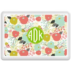 Personalized Monogram Melamine Tray with Meadow Pattern