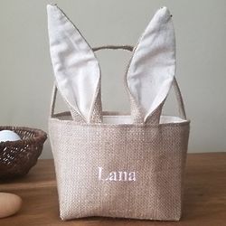 Personalized Bunny Easter Basket with Bunny Ears