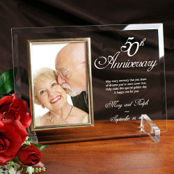 50th Anniversary Personalized Beveled Glass Picture Frame