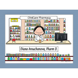 Personalized Pharmacist Cartoon Print