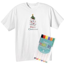 Children's Color Your Own Christmas Tree T-Shirt & Markers Set