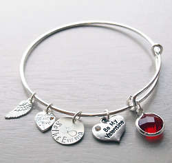 Personalized Be My Valentine Wire Bangle Bracelet