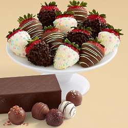 5 Artisanal Chocolate Truffles & 12 Easter Strawberries Gift Box