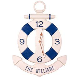 Personalized Anchor and Buoy Wall Clock