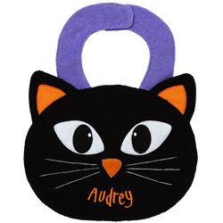 Personalized Black Cat Shaped Halloween Bib