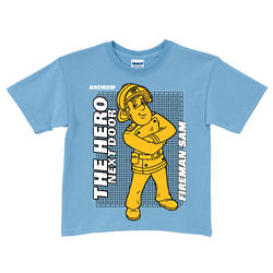 Personalized Fireman Sam Hero Next Door T-Shirt in Light Blue