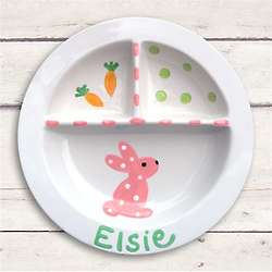 Pink Bunny Sectioned Baby Plate