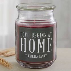Love Begins at Home Personalized Scented Candle