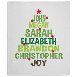 Personalized Christmas Family Tree Fleece Blanket