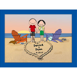 Couple on the Beach Lovers Cartoon