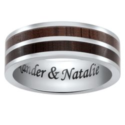 Titanium & Wood Two Row Engraved Message Band