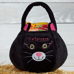 Personalized Plush Black Cat Candy Bag