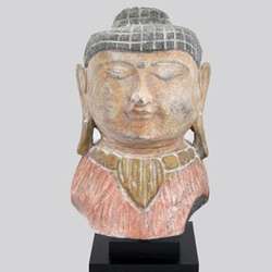 Carved Buddha Bust Statue